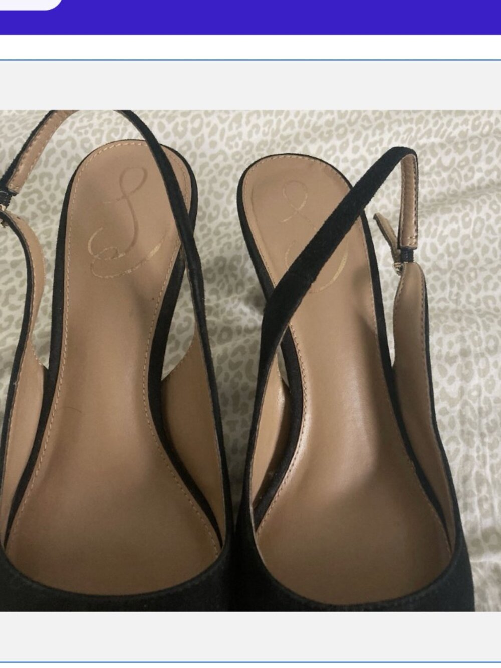 Womens Sam Edelman Bianka Black Suede Slingback Pumps Kitten Heels Size 8 M - Picture 3 of 8